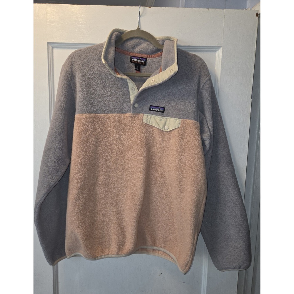 Patagonia Synchilla Rose Water & Grey Snap Fleece Pullover- Size M